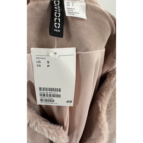NWT H&M Divided Pink Faux Fur Jacket Women’s Small S Plush Soft Winter Coat Boho - Picture 5 of 6
